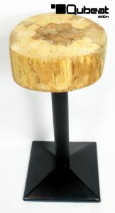 Massivholztisch, 15cm Naturholzplatte, Massivholzplatte Echtholztisch, Baumkante  40-50 cm, gelt, Hhe 120 cm Made in Germany Unikat