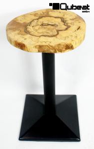 Massivholztisch, 5cm Naturholzplatte, Massivholzplatte Echtholztisch, Baumkante  40-50 cm, gelt, Hhe 77 cm Made in Germany Unikat