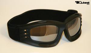 Motorcycle Goggles Black with Mirrored Lenses