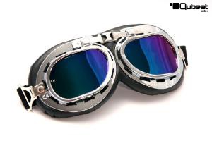 Motorcycle Goggles Classic, Black, Rainbow-Tinted Lenses