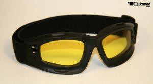 Motorradbrille Brille Oldtimer Biker Chopper schwarz mit gelb getnten Glsern