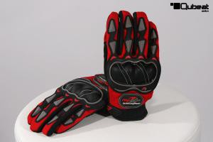 Motorradhandschuh, schwarz/rot  Microfaser Lycra Protektoren Gr. M