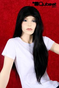 Schwarzbraune, lange Indian Remy Hair Per�cke, handgekn�pft