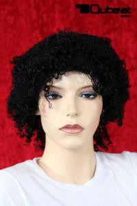 Schwarze Kurzhaarpercke mit Locken aus Kanekalon