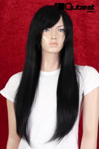 Schwarze Percke Echthaar lang  Frauenpercke echtes Haar ca 55 cm Indian Remy Hair