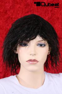 Schwarze Percke mit Locken, kurzhaar