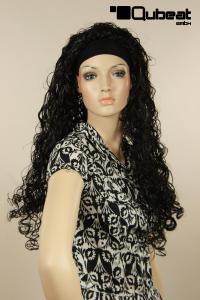 Schwarze Percke mit Locken und Stirnband