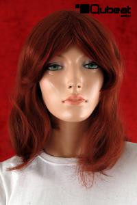 Shoulder length wig in fiery red