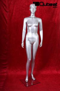 Silver female window mannequin
