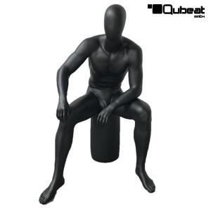 Sitzende Schaufensterpuppe mnnlich in schwarz matt gesichtslos B-Ware