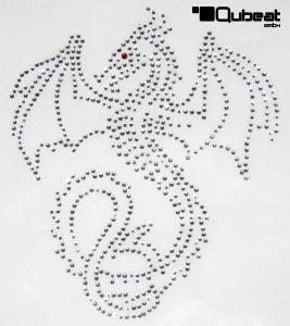 Strassmotiv Strass Drachen silber 12x14 cm Hotfix Bgelbild Applikation Strasssteine