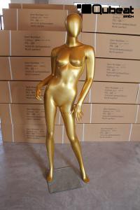 Weibliche Schaufensterpuppe gold ohne Gesicht Schaufensterfigur Mannequin
