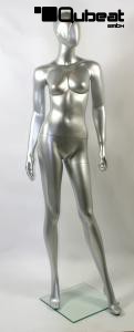 Weibliche Schaufensterpuppe in silber B-Ware
