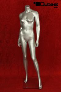 Weibliche Schaufensterpuppe Schaufensterfigur silber kopflos Mannequin