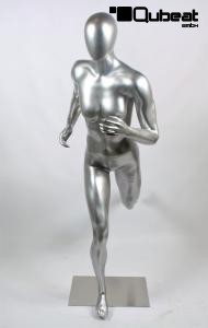 Weibliche Schaufensterpuppe, Sportlich, faceless, silber