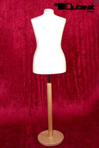 Weibliche Schneiderpuppe, beige, mit hellem Holzstnder