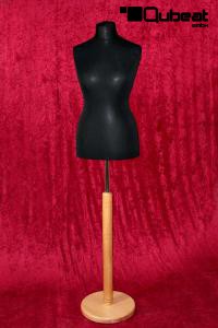 Weibliche Schneiderpuppe, schwarz, mit hellem Holzst�nder