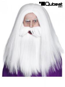 Weie Percke mit Bart, Magierpercke, Percke Magier, Fasching, Karneval